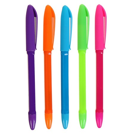 Ballpoint pen "Fluor" 0.7 mm, blue rod, case, mix (barcode on the piece)-3