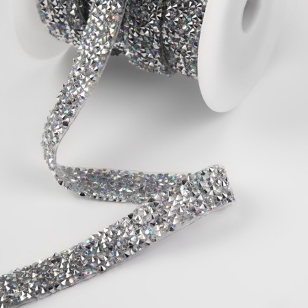 Rhound rhinestones, with holography, width - 15 mm, 4.5 ± 0.5 m, silver color-1