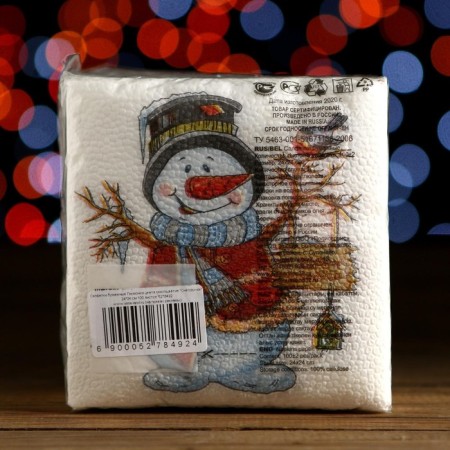 New Year's napkins Paper Harmony Color Multicolor "Snowman", 24*24 cm 100 sheets-4