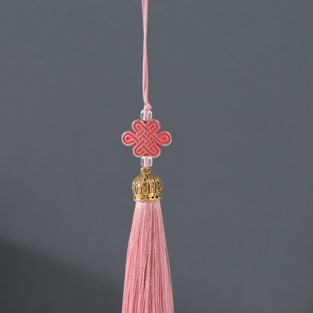 Suspension textiles, plastic "Knot of happiness and infinity" peach 0.7x1x9.5 cm-1