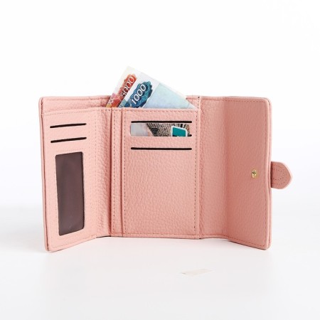 Women's wallet on the button, pink color-4