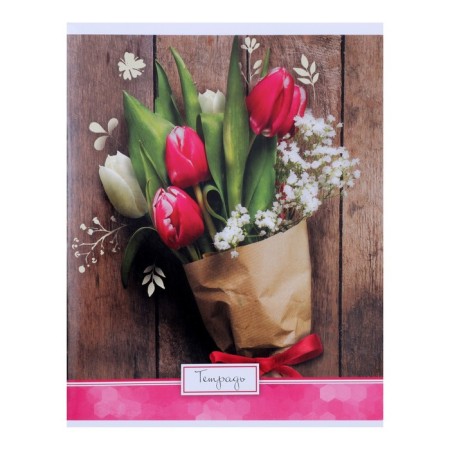 Notebook of 48 sheets in the “Bright flowers” ​​cage, cover coated cardboard, uf-lak, offset block, mix-6