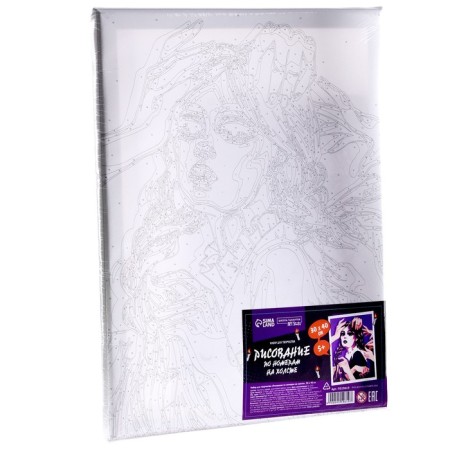 Picture on numbers on canvas with a subframe of Gothic Girl, 40 x 30 cm-4