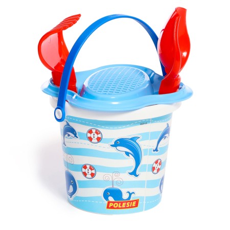 Sanding set: a bucket with a sticker, a strainer, scoop, robberies, 2 molds, watering can-10