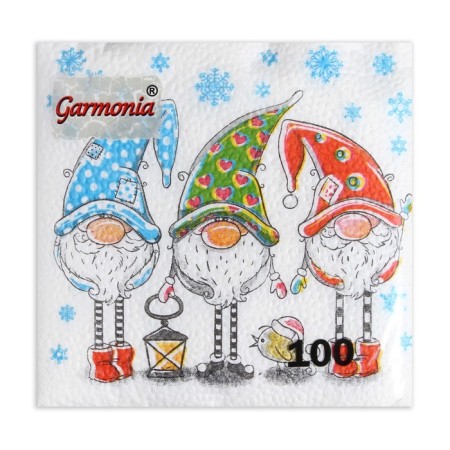 Paper Napkins "Color Harmony", 24x24 cm, 100 pcs, with a drawing "Fairytale Dwarves"-1