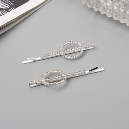 Invisible hair "Heidi" (set 2 pcs) sparkling, 6 cm, silver-1