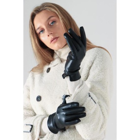 Female gloves, size 9, with insulation, black color-1
