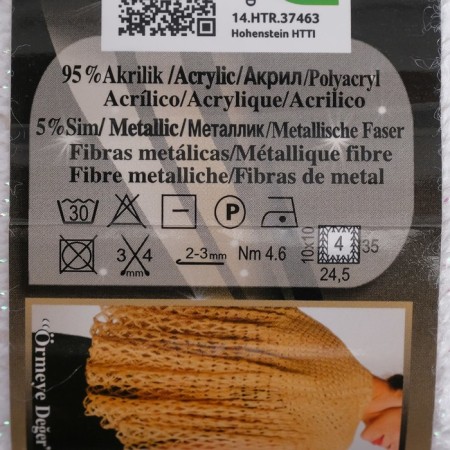 Yarn "SAL SIM" 95% acrylic, 5% metallic 460m/100g (55 white)-3