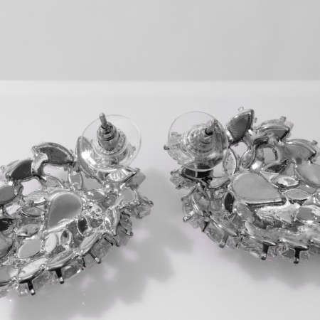 Earrings with rhinestones "flash" drop, white color in silver-2