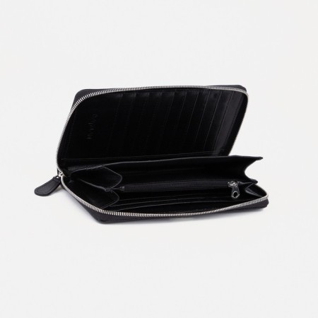 Male purse on lightning for bills, for cards, for coins, black color-2