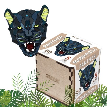 Ewa wooden puzzle, black panther, 21 × 19 cm, puzzle-1