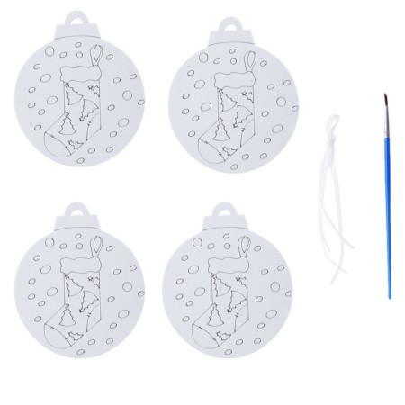 Christmas tree decoration for painting "Christmas trees" 4 pcs., Brush-1