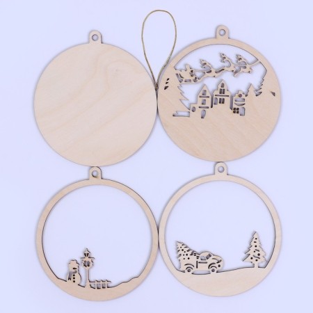 New Year's blanks for creativity. Wooden suspension "New Year! Night city"-2