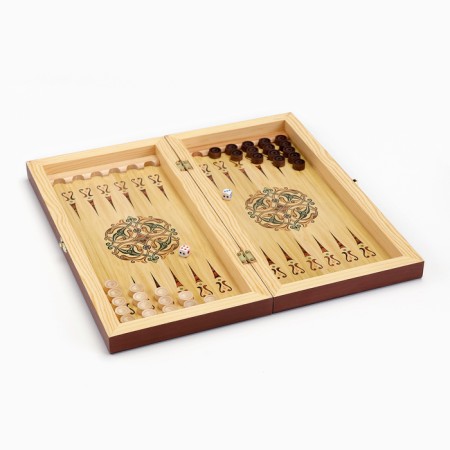Board game 3 in 1 "Mosaic": chess, backgammon, checkers, board wood 40 x 40 cm-5
