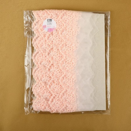 Lace on a grid, 65 mm × 9 ± 0.5 m, pink color-2