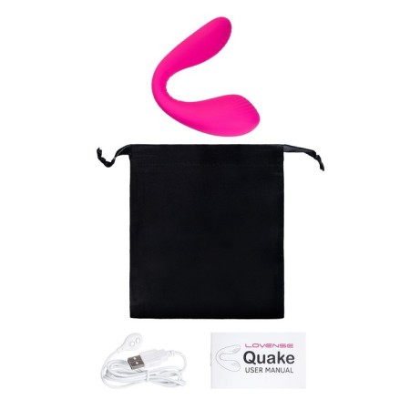 Vibrator for pairs Lovense Quake Dolce, silicone, pink color, 20 cm-9