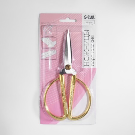 Scissors for needlework, mowed blade, 7 ", 17 cm, gold color-6