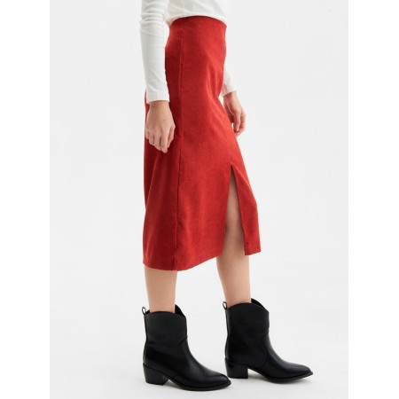 Skirt with a cut -out section, minku, brick color, size 50-2