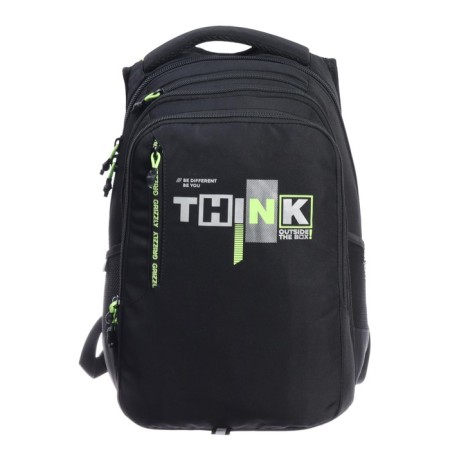 Youth backpack 42 x 31 x 22 cm, Grizzly, ergonomic back, laptop compartment, black/green-2