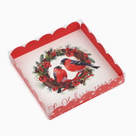 Box for confectionery products with PVC Happy New Year, 18 x 3 cm, New Year-1