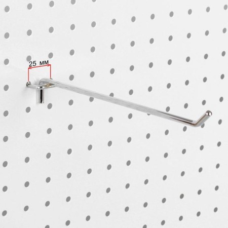 A single hook for a metal perforated panel, step 25 mm, d = 6 mm, l = 300 mm, chromium color-1