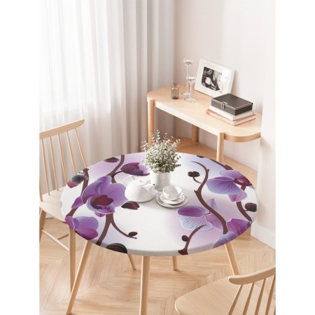 The tablecloth “Orchids”, round, oxford, elastic band, size 120x120 cm, diameter 75-100 cm-2