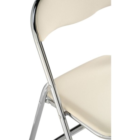 Fold 1 Metal Carcass chair, metal/eco -leather, chrome/beige 43x40x77 cm-6