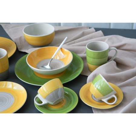 Tea couple ceramic shares "sunflower", 2 items: a cup 200 ml, a saucer d = 14.5 cm, green color-6