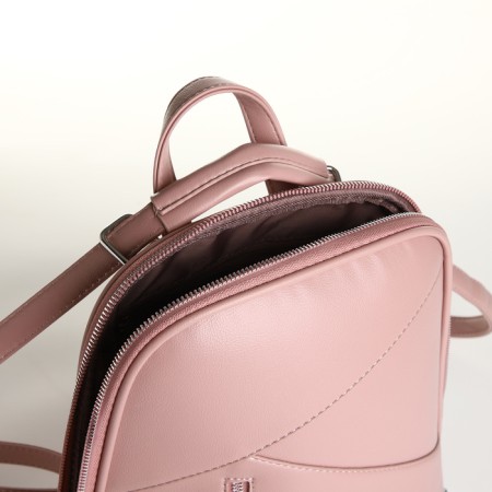 City backpack of artificial leather with lightning, pink color-5