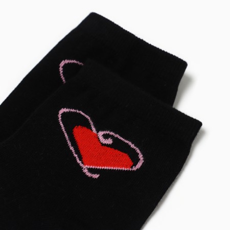 Women's socks "Hearts", Black Color, Rr. 23-25-1