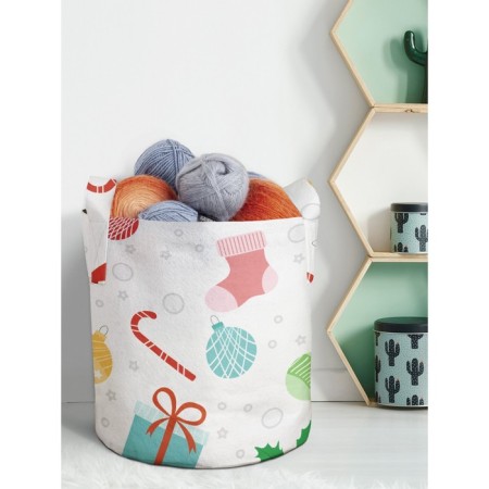 Textile bag "Santa in the snow", for storing things and toys, size 30x30 cm, 18.9 liters