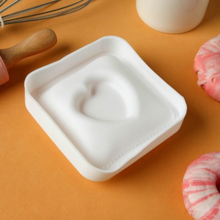 Form for baking and mousse desserts Konfinetta "Love in Square", silicone, 11.4 × 12 × 4.4 cm, white color-5