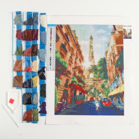 Diamond mosaic with full filling on the canvas "Paris" 30x40 cm-5