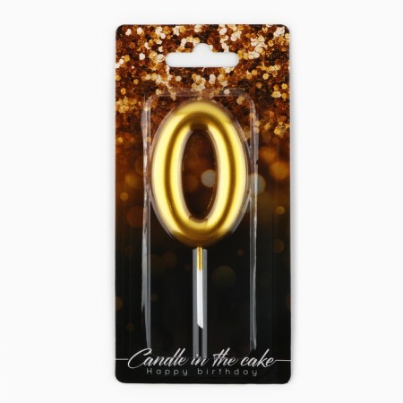 Candle for the cake, number “0”, gold, 4 x 10 cm.-2