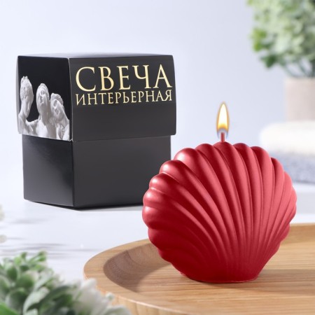 Figure candle "shell", 4x9x6.5 cm, red, in a box