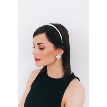 Hair cap "Pearl paradise" balls and beads, 0.6 cm, white-3
