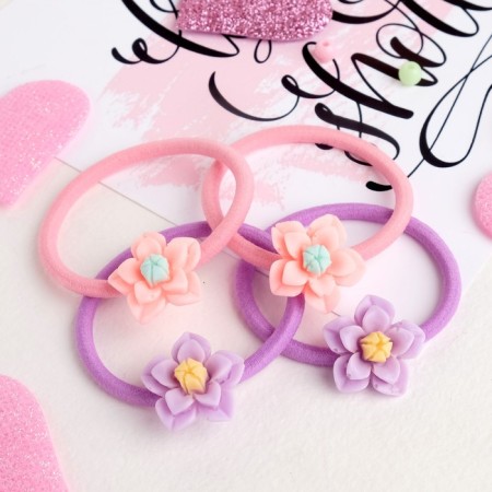 Hair gum "Lily" (set 4 pcs) Pink, lilac-1