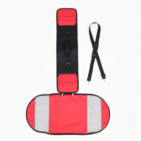 Bag - animal transportation, semicircular with pvc pockets, 37 x 18 x 25 cm, red-11