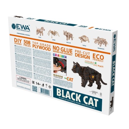 Mechanical team model, wooden designer "Black cat (cat)"-14