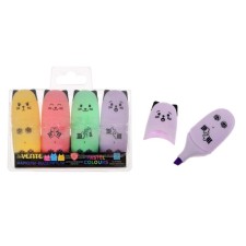 A set of markers of textbooks 4 colors Pastel, 5.0 mm, Devente Kitty (pastel colors), mini-body with antibacterial coating, in plastic packaging