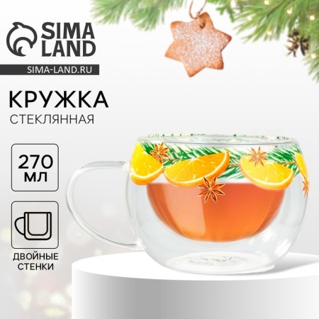 Glass mug with double walls "Fragrance of the holiday", 270 ml-2