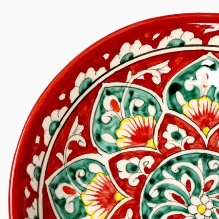 Plant of Rishtan ceramics "Patterns", red, deep, mix, 20 cm-2