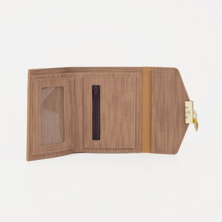 Women's wallet on the button, beige color-2