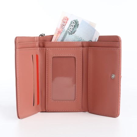 Women's wallet on the button, pink color-5