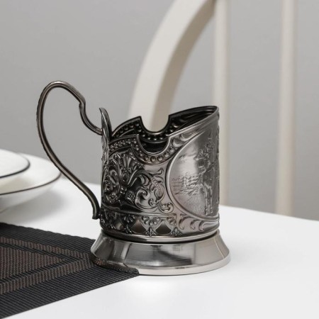 The cup holder "Three heroes", D = 72mm, nickel -ichel, with blackening-1