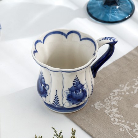 Sun mug, small, gzhel, porcelain, 9x7.5 cm-2