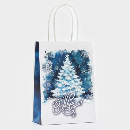 New Year. Package Paper Gift New Year craft "Christmas tree" 15 x 21 x 8 cm.-1