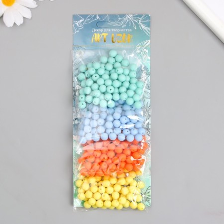 Beads for creativity plastic "Bright Summer" matte d = 0.8 cm set 4 colors x 20 g-2
