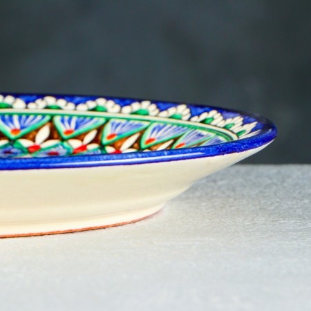 Plate of the Rishtan ceramics "Flowers", 22 cm, blue-5