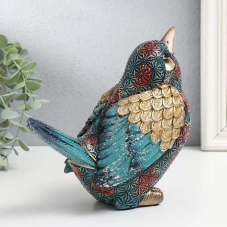 Polystone souvenir "Bird, blue-red snowflakes" sparkles 18.5x10x17 cm-3